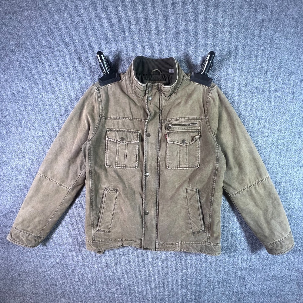 Levi's Military Jacket Men's M Green Cotton Canvas Workwear Utility Full-Zip